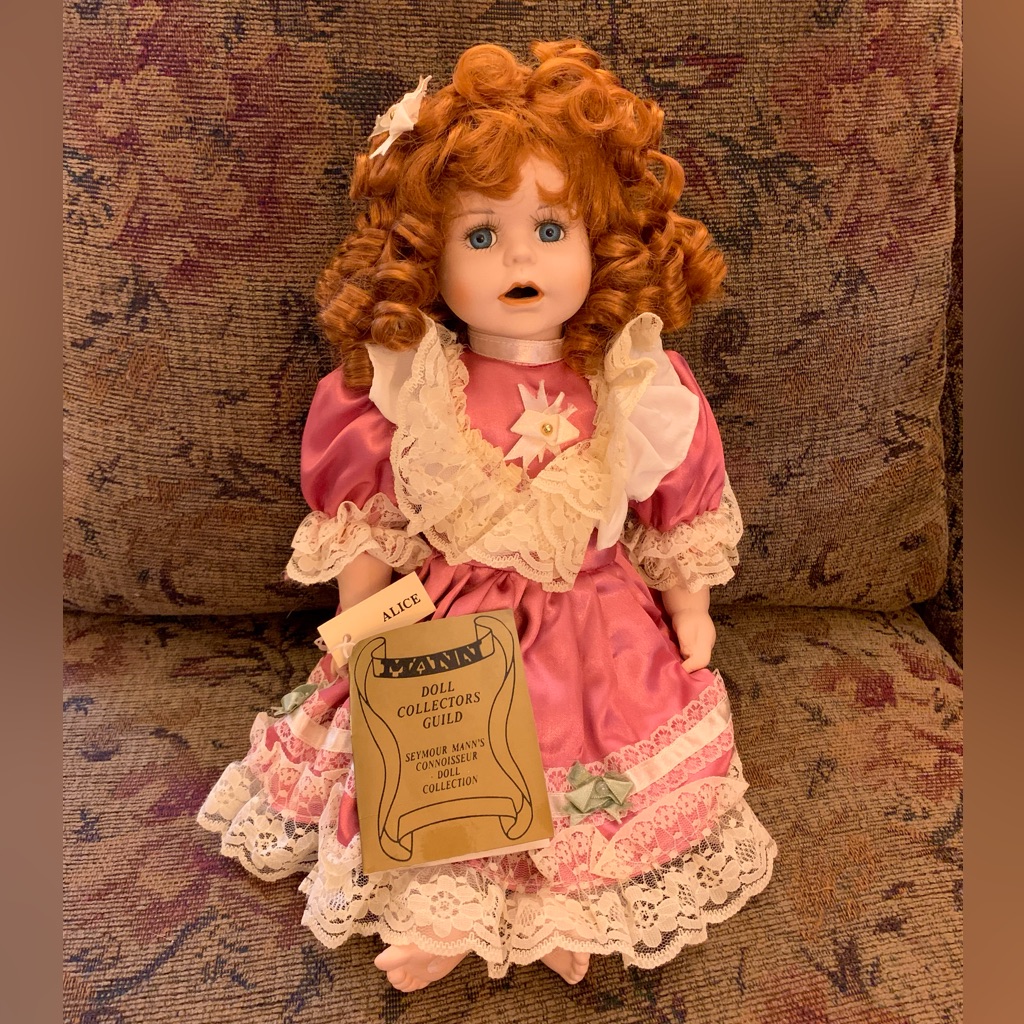 Seymour Mann Porcelain Handpainted Doll Excellent Condition In Box Red Hair